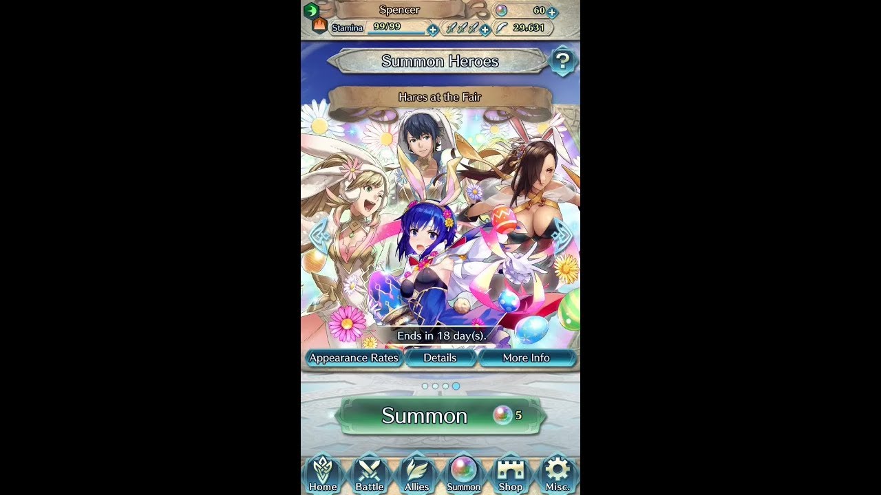 Fire Emblem: Heroes Summon #60: Hares at the Fair: Spring Prince