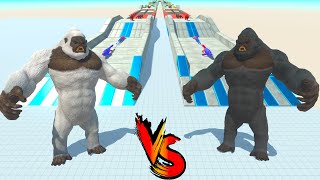 WHITE vs BLACK King Kong RACE BATTLE COMPETITION - Animal Revolt Battle Simulator