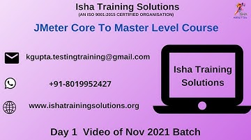 JMeter Core to Master Level Day 1 Pls contact or whatsapp us on +91-8019952427 to enroll