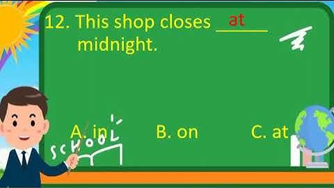 ENGLISH GRAMMAR PREPOSITION OF TIME QUIZ 1