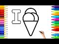 iHow to draw Ice Cream from Letter I | Easy Alphabet Drawing for Kids