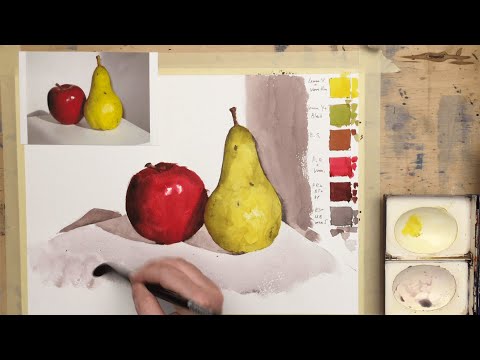 Watercolor Demo Simple Apple Pear