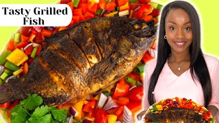 Whole Baked Fish Recipe | How to Make The Best Oven Grilled Whole Fish in 30 mins | Bountiful Cook