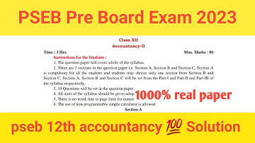 12th Accountancy preboard 💯 pseb 2023, Accounts 12th full key pseb, Class 12 Accountancy