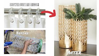 DIY GOLD VASE - DOLLAR TREE VASE MADE OUT OF CURTAIN RINGS