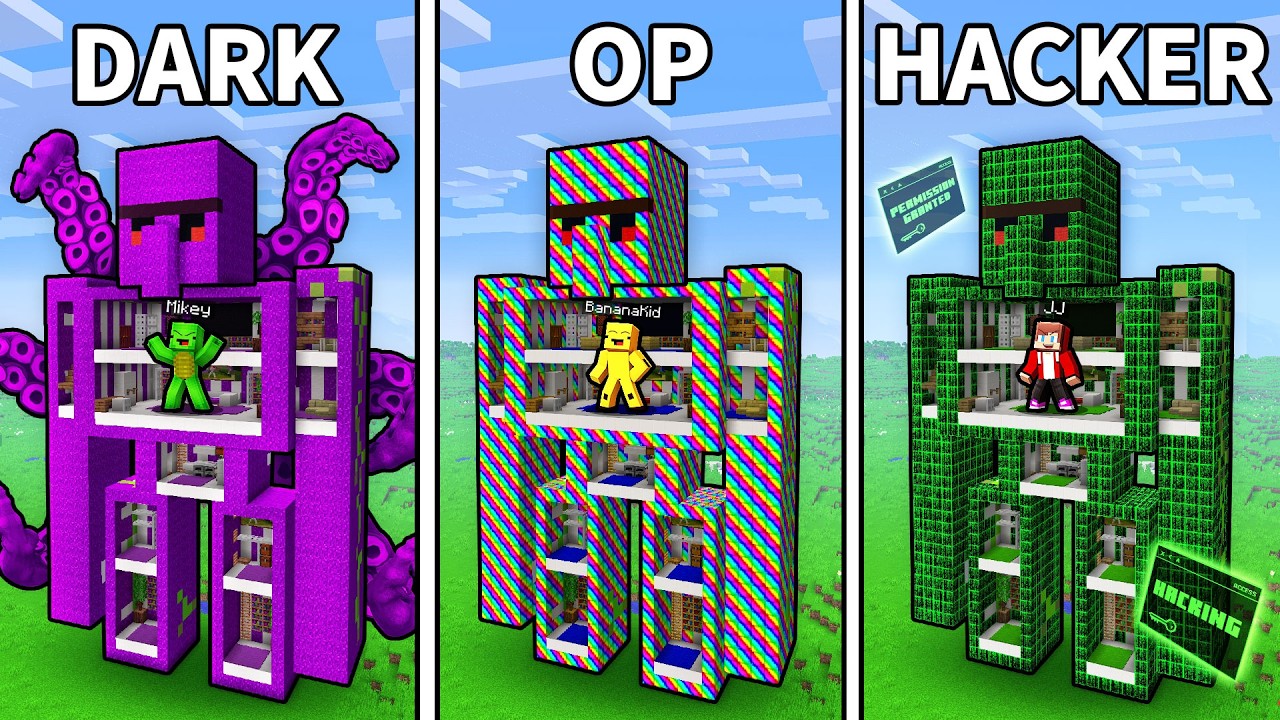 JJ vs Mikey vs Banana Kid: STRANGE GOLEM BATTLE in Minecraft...