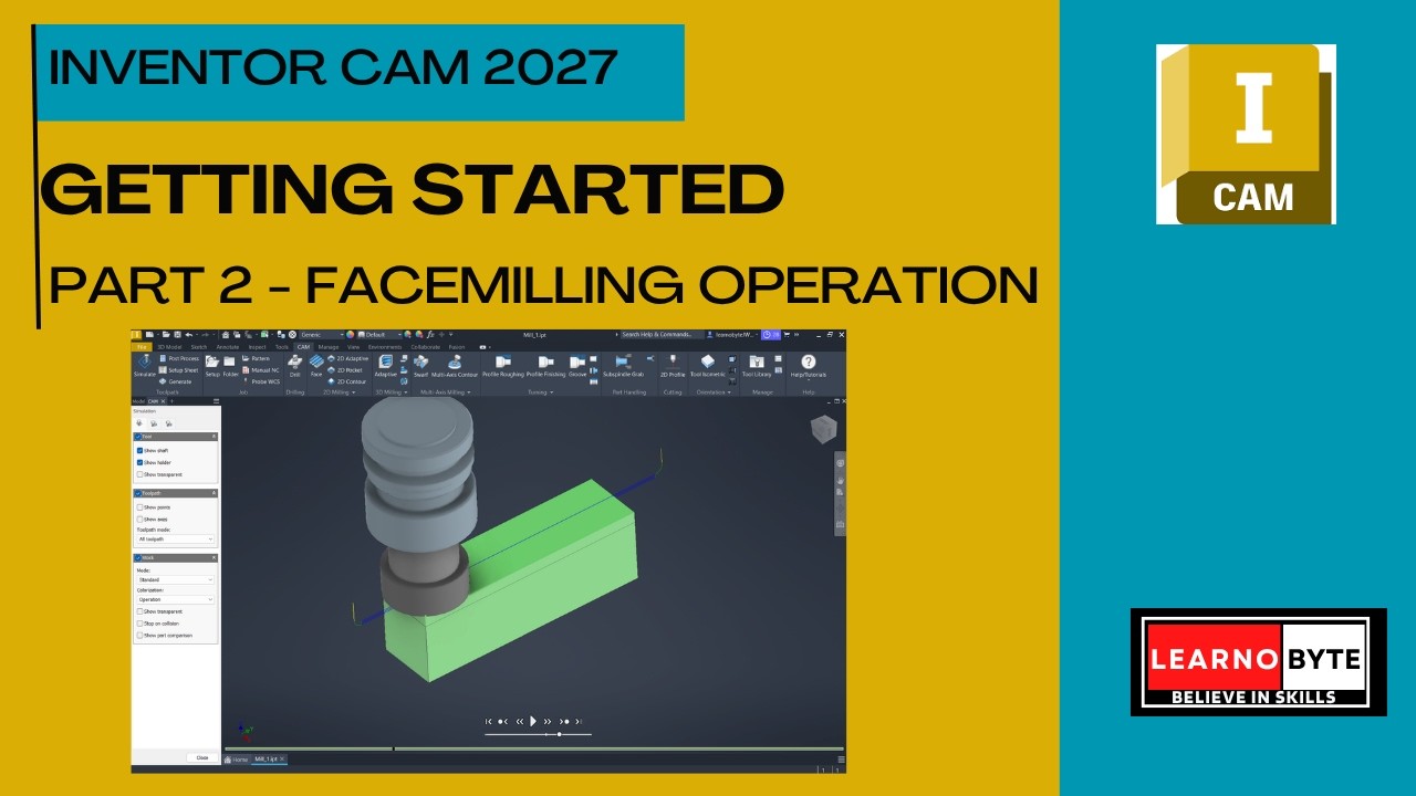 Autodesk Inventor CAM Tutorial - Part 2 - Face Milling operation - YouTube