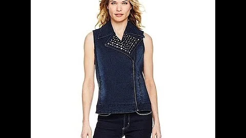 DG2 by Diane Gilman Studded Denim Moto Vest