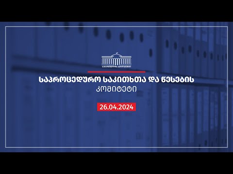საპროცედურო საკითხთა და წესების კომიტეტის სხდომა -  26.04.2024