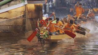 Dragon boats race through narrow waterways in China's Foshan