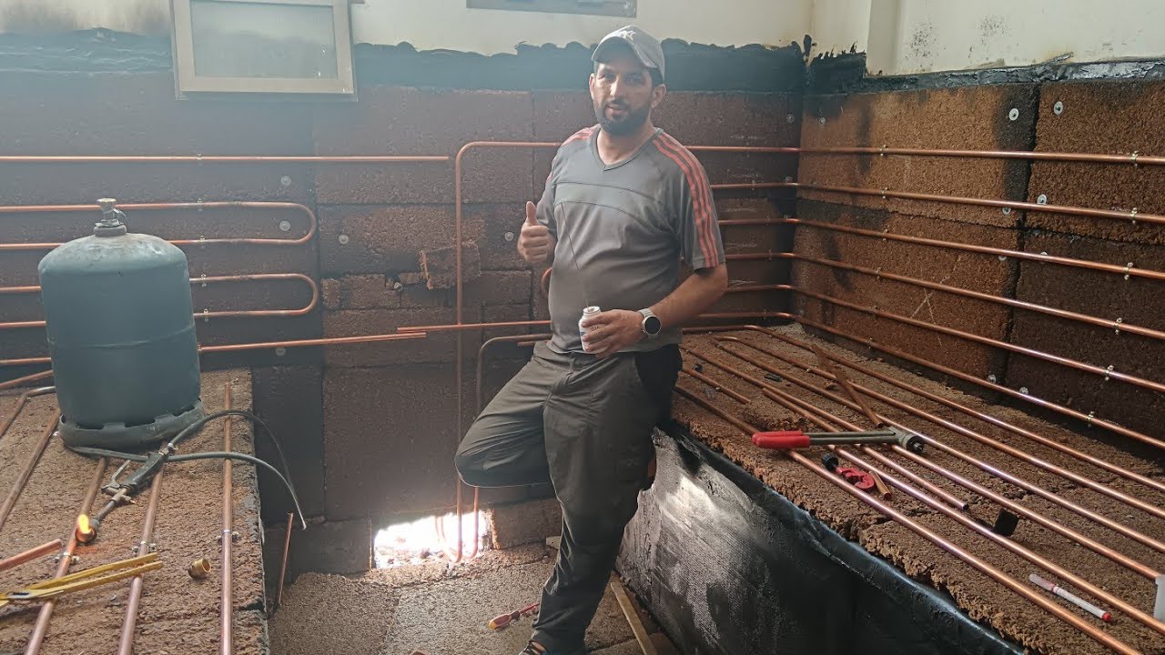 تمرير أنابيب النحاس لحمام بلدي Spa installation du serpentin pour le Hammam Beldi 