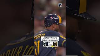 Jackson Chourio gives the Brewers a 2-1 lead ⚾️ #brewers #mlbonfs1 #baseball #padres
