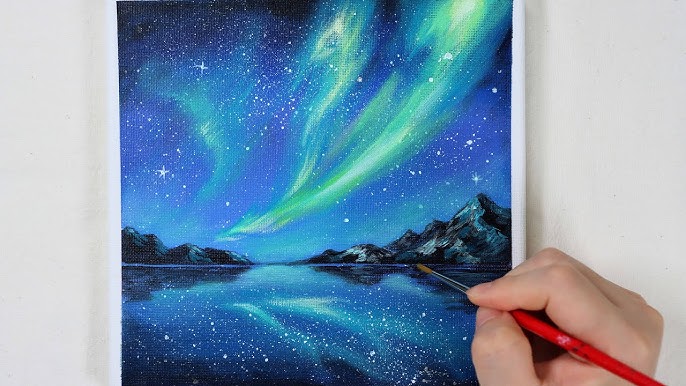 Aurora Painted on Round Canvas｜Mind Blowing Acrylics Step by Step  #613｜Satisfying Art ASMR 