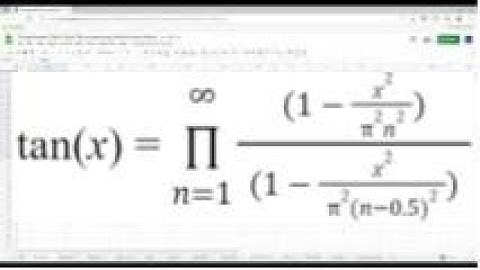 Google Sheets TAN(x) Taylor Polynomials using Infinite Product Series PRODUCT also found in Excel
