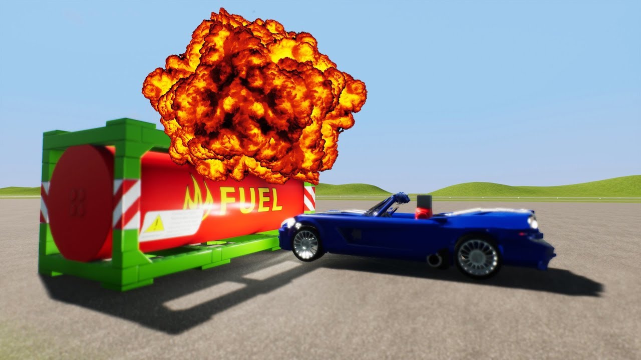 Lego Cars Crashes Against Propane Tank Explosions | Brick Rigs - YouTube