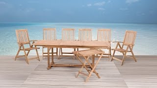 Beliani Garden Solid Wood Set - Table - 6 Chairs - Tea Table - RIVIERA - Eng