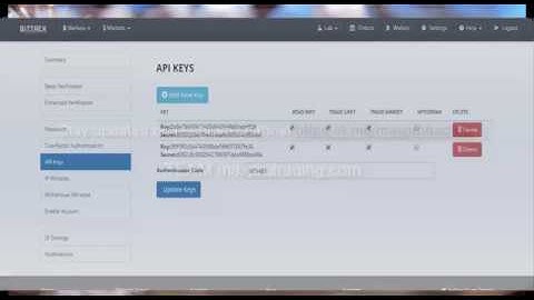 maxprotrading.com: how to get API key on bittrex