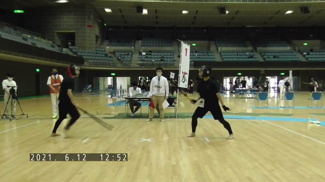 長拳対練・単刀対槍 Shin midline four-thrust, Yukio's midline is destroyed in an
