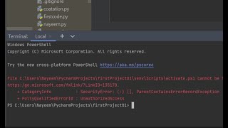 File cannot be loaded because running scripts is disabled on this system | PyCharm+Intellij