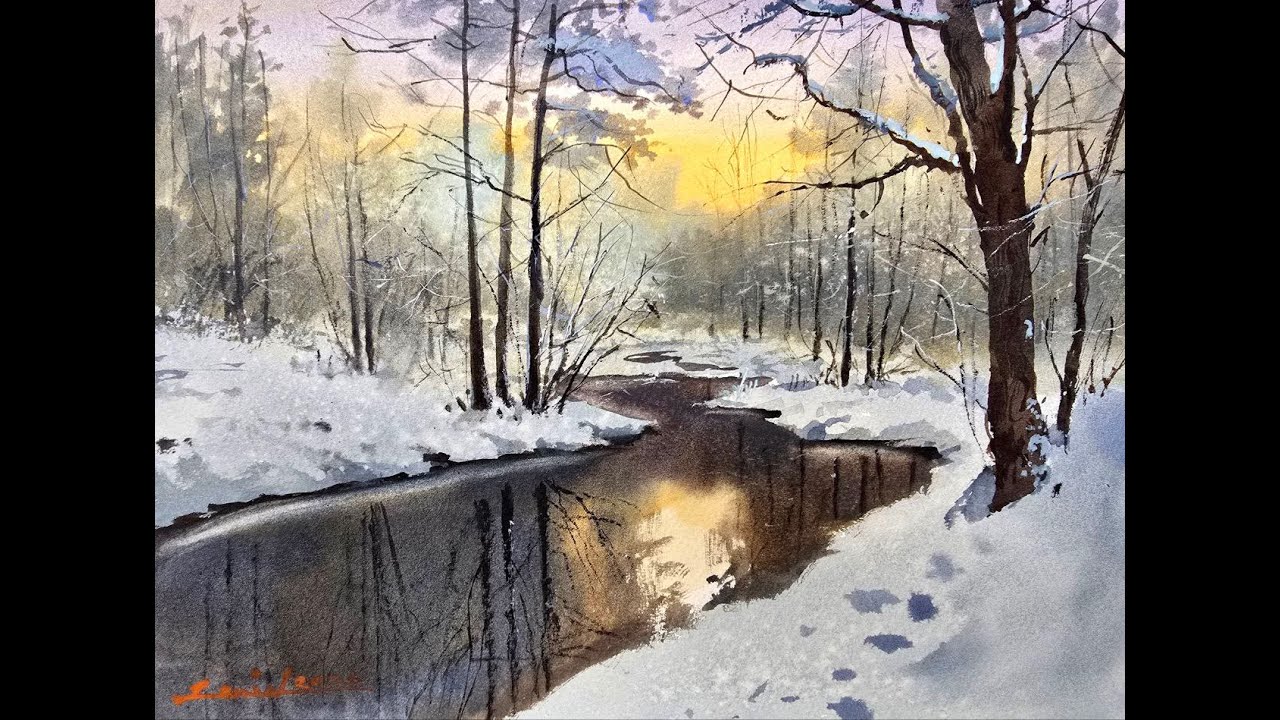 How to Paint a Winter River in Watercolor