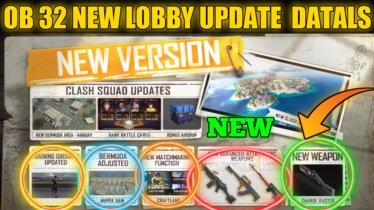 TOP 10 CHANGES IN OB32 UPDATE FREE FIRE | M1887-X WITH 3 BULLETS AND SUMMON AIRDROP IN CLASH SQUAD