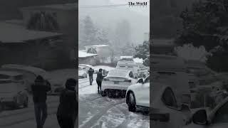 Dumping snow in the city of Southern California! Near Pasadena!