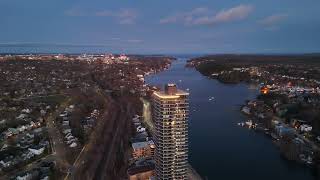Flying over the West End of Halifax, Nova Scotia at sunset #djimini4pro