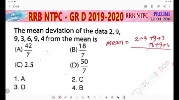 The mean deviation of the data 2,9,9 ,3,6,9,4 from the mean is