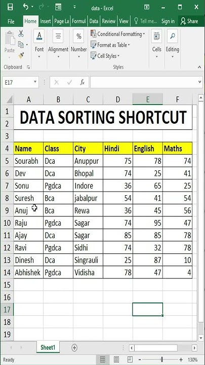 DATA SORTING SHORTCUT | EXCEL SORTING SHORTCUT | DIGITAL BHANDAR - YouTube