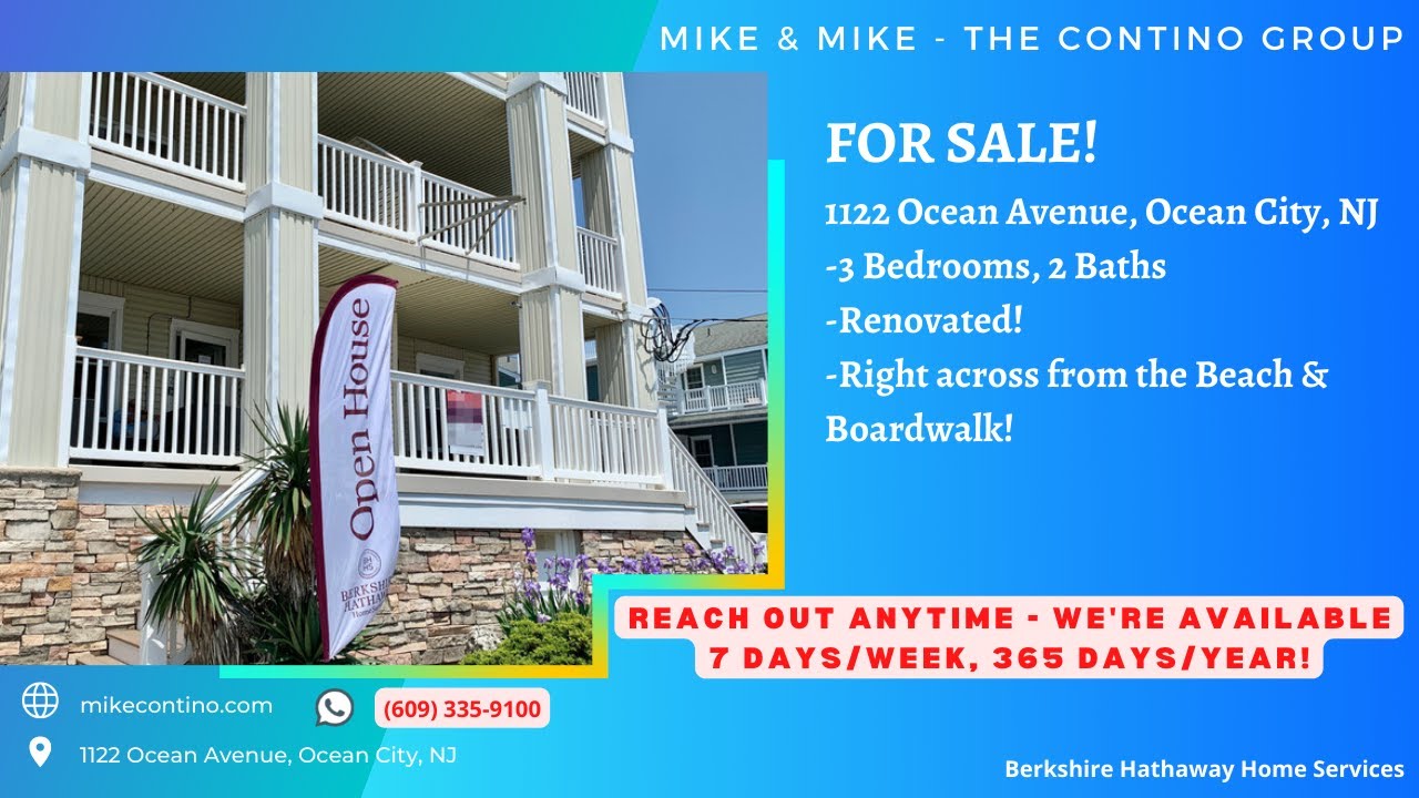 FOR SALE! 1122 Ocean Ave, Ocean City NJ! Right across from the beach