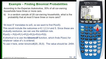 Using the TI-83/83 Calculator for binomial probabilities
