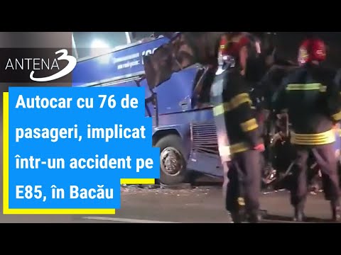 Autocar cu 76 de pasageri, implicat într-un accident pe E85, în Bacău