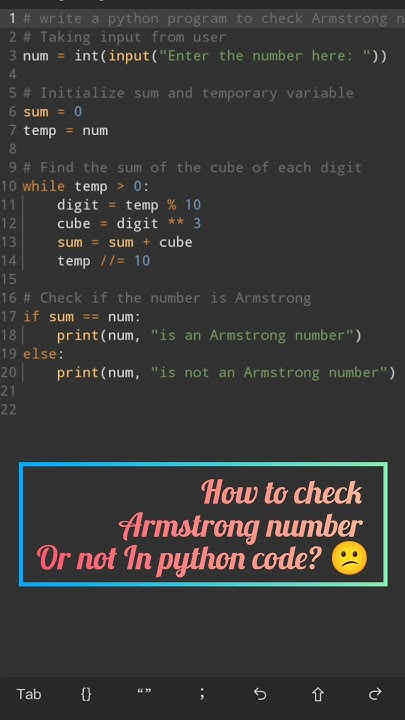 how to check Armstrong number or not in python code?#pythonprogramming ...