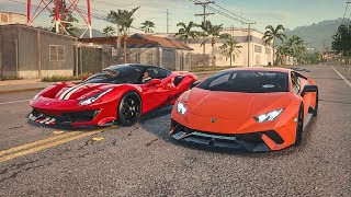 In this drag race we bring the lamborghini huracan performante and
ferrari 488 pista together for some head to races a acceleration
braking ...