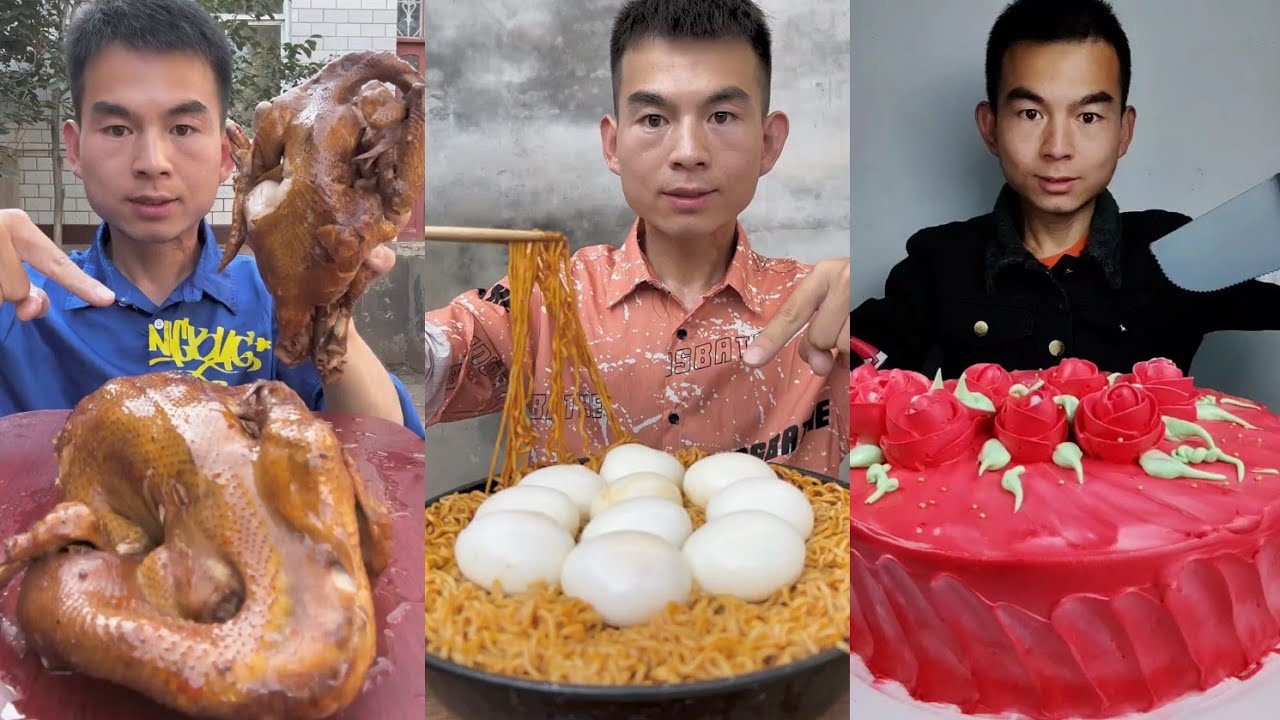 Mukbang Foodie Meat 🍖🥓 Pork Chicken 🍗 Noodles 🍜 with Chinese food #meat #chicken #noodles #food 