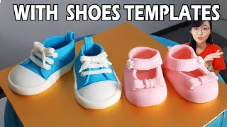 How to Make Fondant Baby Shoes | Fondant Baby Shoes With TEMPLATE | Fondant Baby Shoes