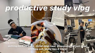 Productive study vlog 🎧🧸📚: studying Japanese, HUGE book haul and current read review