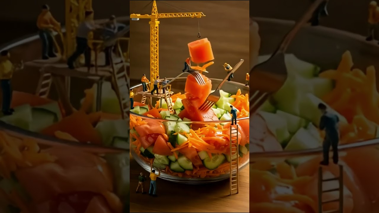 Tiny Workers Build a Giant Salad 🍅🥗 