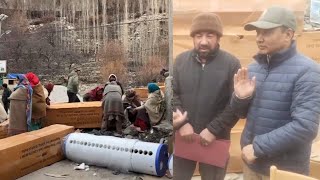 Solar water tanks are being distributed to villagers in Turtuk (Nubra) village by the counsellor.