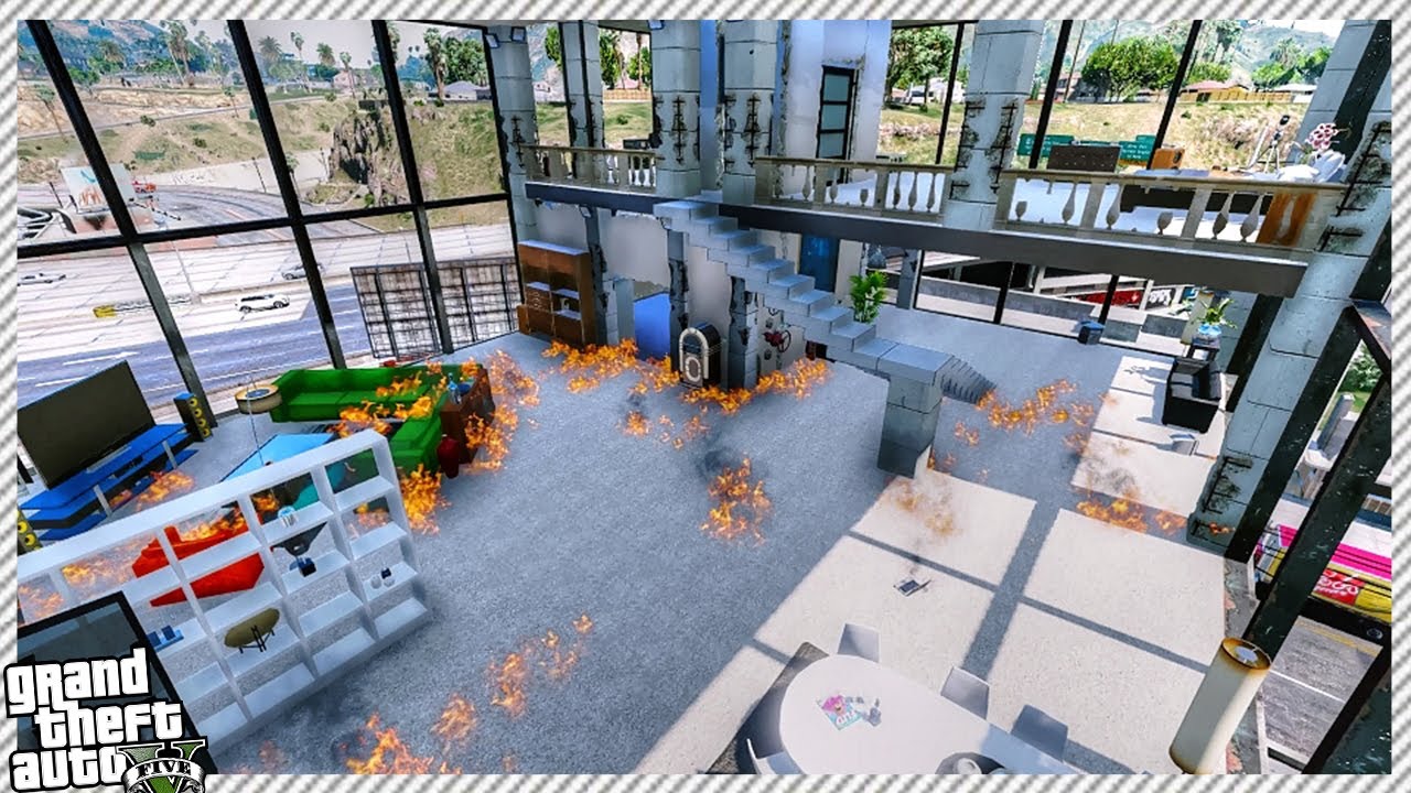 GTA 5 - DESTROYING & BURNING DOWN EXPENSIVE NEW LOFT HOUSE - YouTube