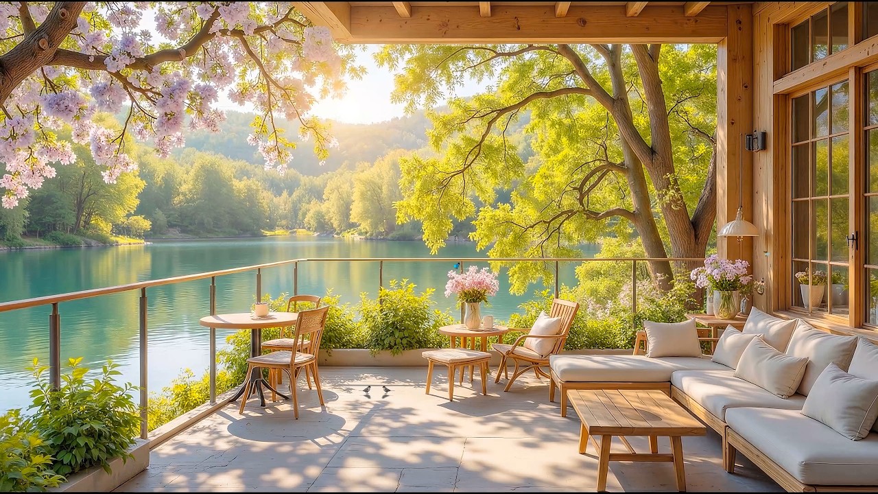 Весеннее цветение на берегу озера 🌿 ☕ Нежная фортепианная музыка для работы, учебы и спокойного отд
