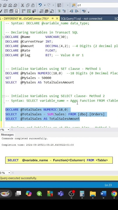 SQL How to Declare and use Variables in SQL Server Part 1 #sqltips # ...