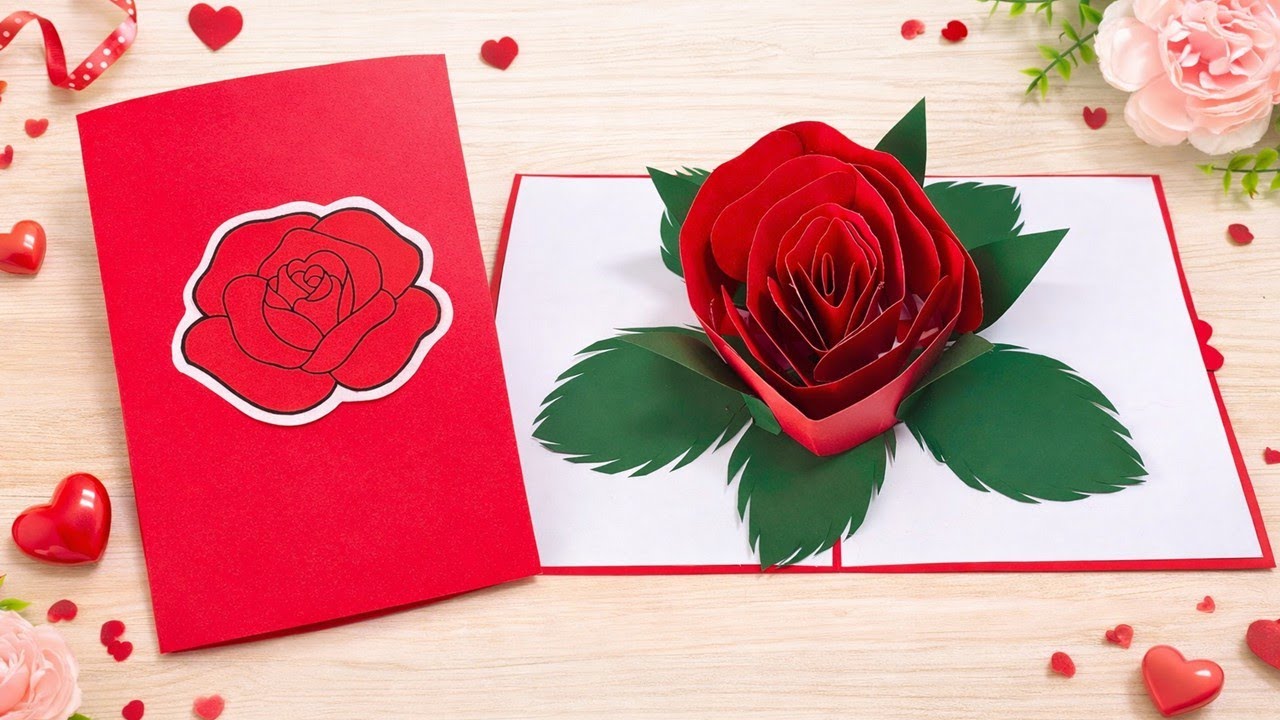 Easy DIY Pop Up Rose Card 🌹 | Beautiful 3D Flower Card for Valentine’s Day | DG Handmade