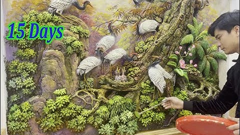 Đắp bức tranh bằng Xi măng cát tuyệt đẹp, của nghệ nhân đến từ Bắc Giang