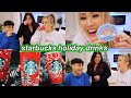 starbucks taste test!! trying holiday drinks w/ remi + oli | vlogmas day 16