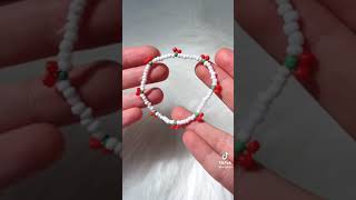 اسواره على شكل كرز من الخرز 2022 ,DIY How to make Cherry shape Bracelet From Beads, Tik Tok, ASMR