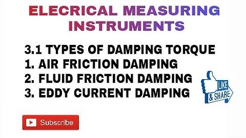11.TYPES OF DAMPING TORQUE 1. AIR FRICTION DAMPING 2. FLUID FRICTION DAMPING 3. EDDY CURRENT DAMPING