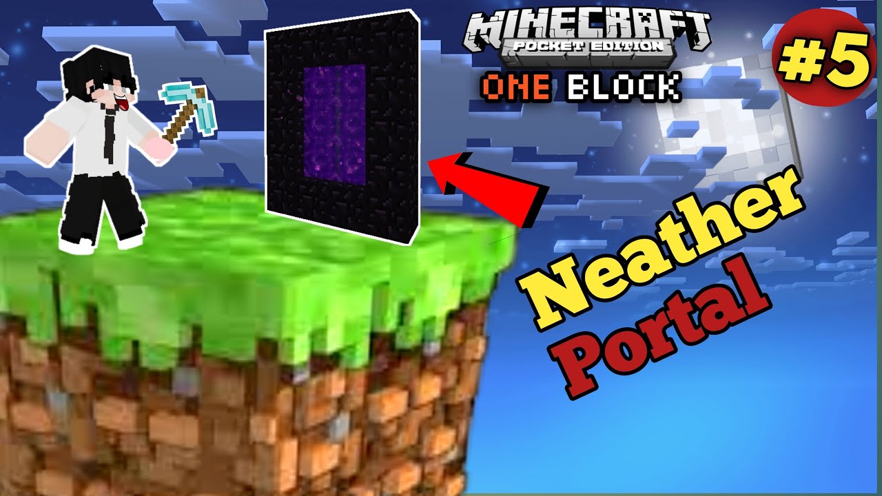 I Build a portal in my one block world MINECRAFT GAMEPLAY/