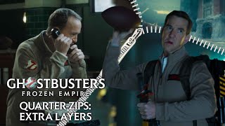 Behind-The-Scenes Look at Peyton & Eli Busting Ghosts In Quarter Zips | Ghostbusters: Frozen Empire