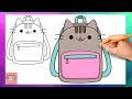 How To Draw Pusheen Backpack - Back to School | Cute Easy Drawing Tutorial